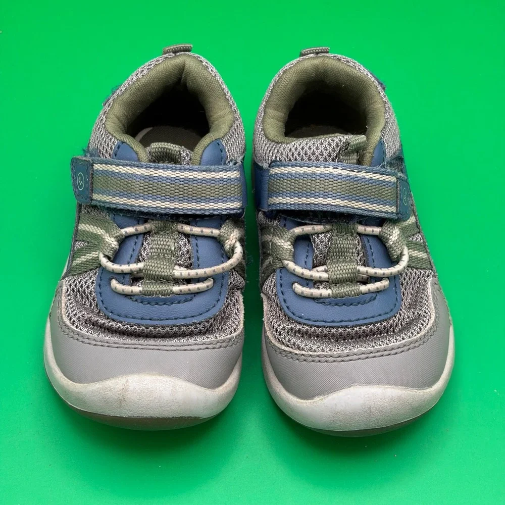 Stride Rite SRT Jasper Toddler Sneakers Boys 5M Blue/Gray Washable Walking Shoes